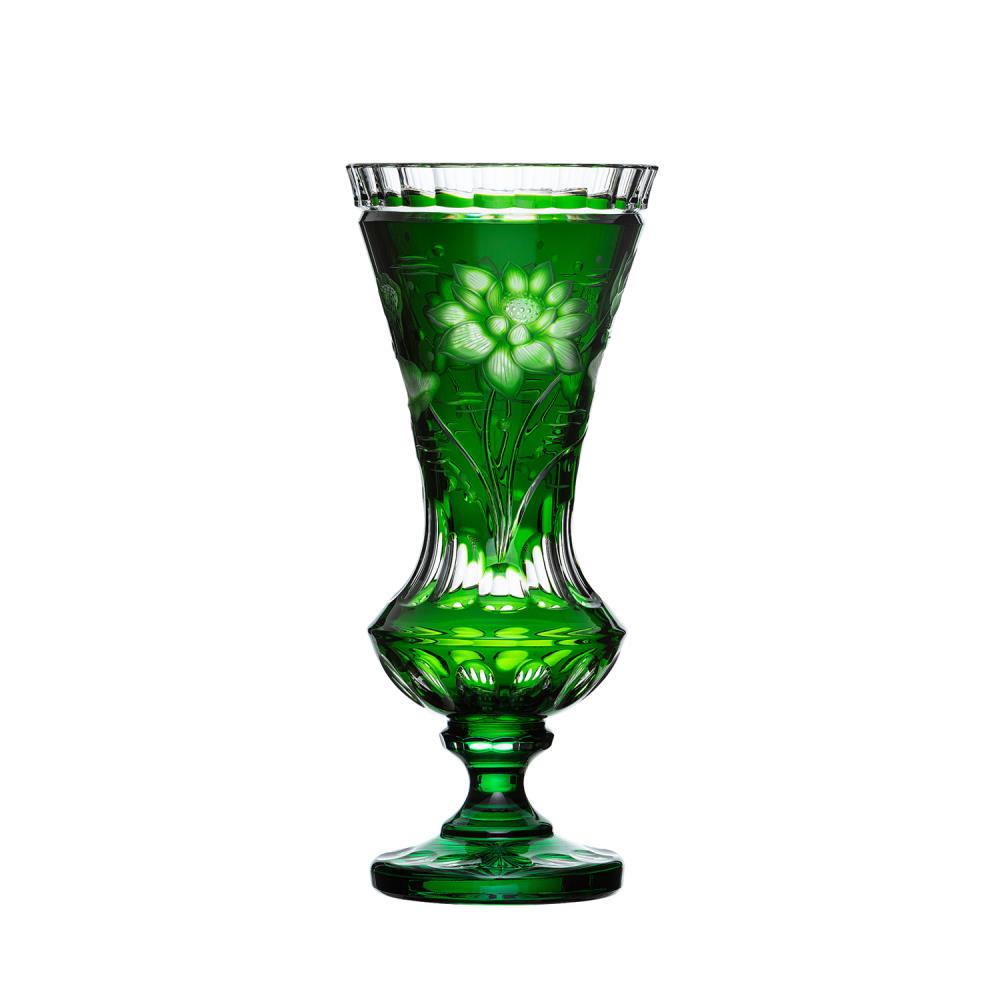 Vase Kristall Lotus smaragd (42 cm)