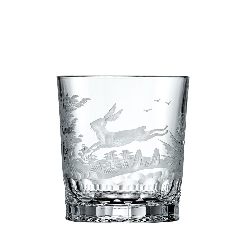 Whiskyglas Kristall Jagd Hase klar (9,3 cm)